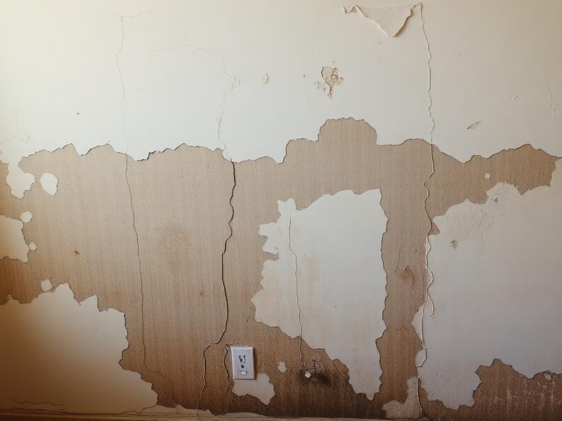 Feuchte Wand mit abblätternder Farbe nach Wasserschaden
